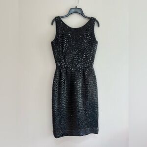 Vintage Suzy Perette Black Sequin Sleeveless Mini Cocktail Wedding Dress, size 6